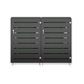 2-bin outdoor garbage bin storage shed in charcoal grey galvanized steel.