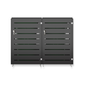 2-bin outdoor garbage bin storage shed in charcoal grey galvanized steel.
