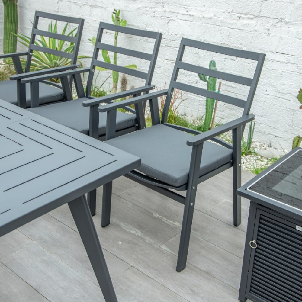 close up on patio set chairs