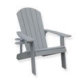 A gray Classic Adirondack Chair made from high impact polystyrene, designed for outdoor use.