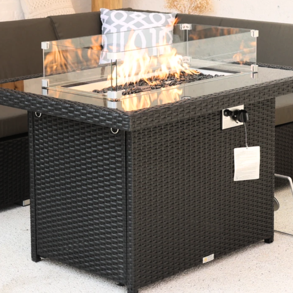 wicker fire table side view