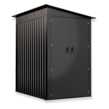 4ft x 6ft charcoal grey galvanized steel garden shed front view.
