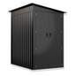 4ft x 6ft charcoal grey galvanized steel garden shed front view.