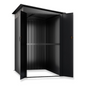 Interior view of 4x6 garden shed for tool and bike storage.