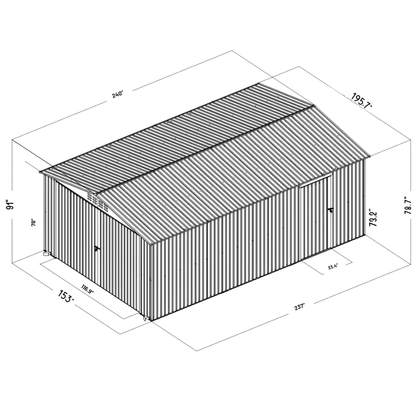isometric shot of the metal garage

